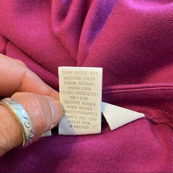 Land’s End Sweater Woman Large Cardigan Long Line Button Down Fuchsia Pockets - Picture 8 of 9